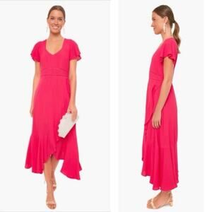 Tuckernuck Francesca Ruffle Maxi Dress Feminine Modest chic fuchsia Pink Size XS